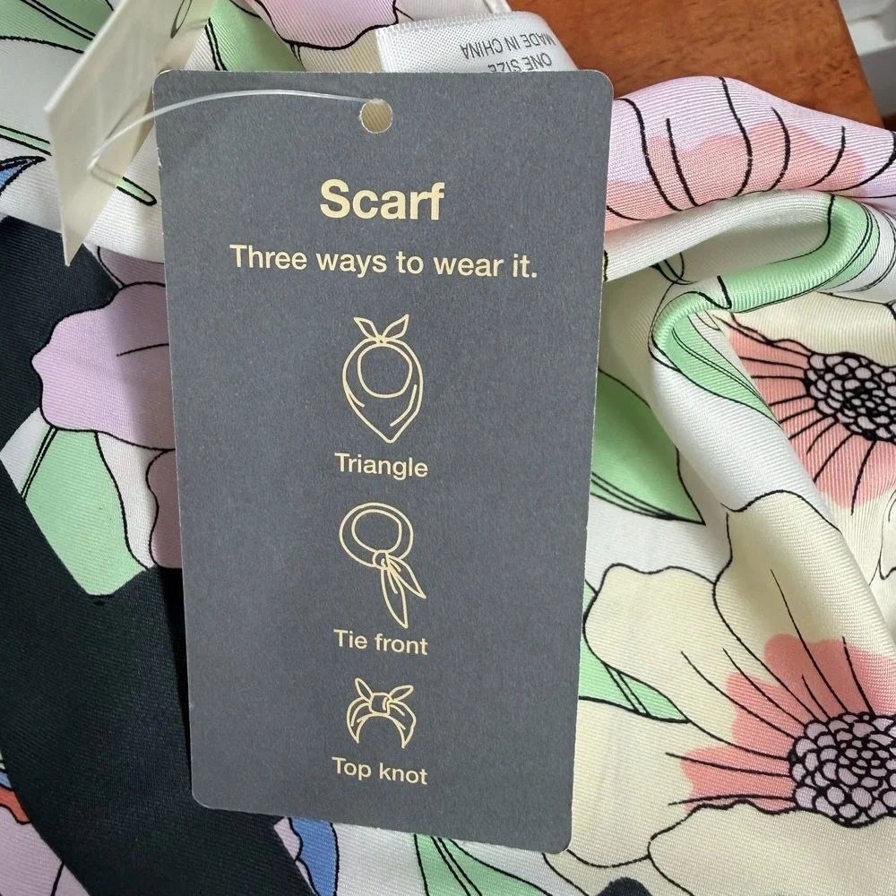 ON 34TH LA‎ FEMME Floral Print One Size Scarf Ivory Multi